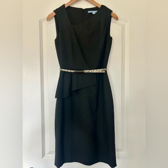 ANTONIO MELANI Dresses & Skirts - ANTONIO MELANI Black Peplum Asymmetrical Dress with Snakeskin Belt- Sz 0